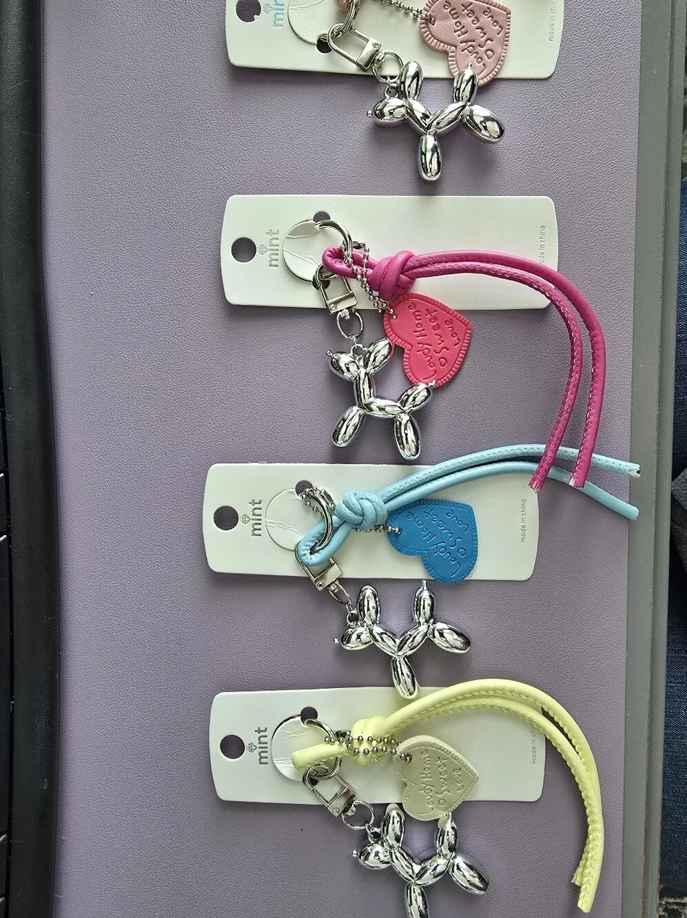 Mint Balloon Dog Bag Charm Keychains - Pick One - Peach, Pink, Blue, Yellow, NWT